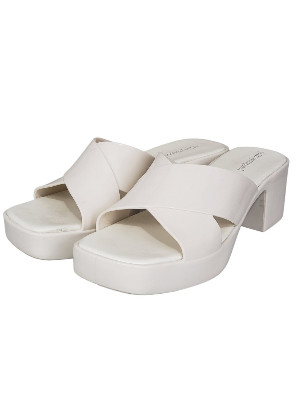 Jeffrey Campbell Cream Bubblegum Platform Jelly Slide Sandals Size 9